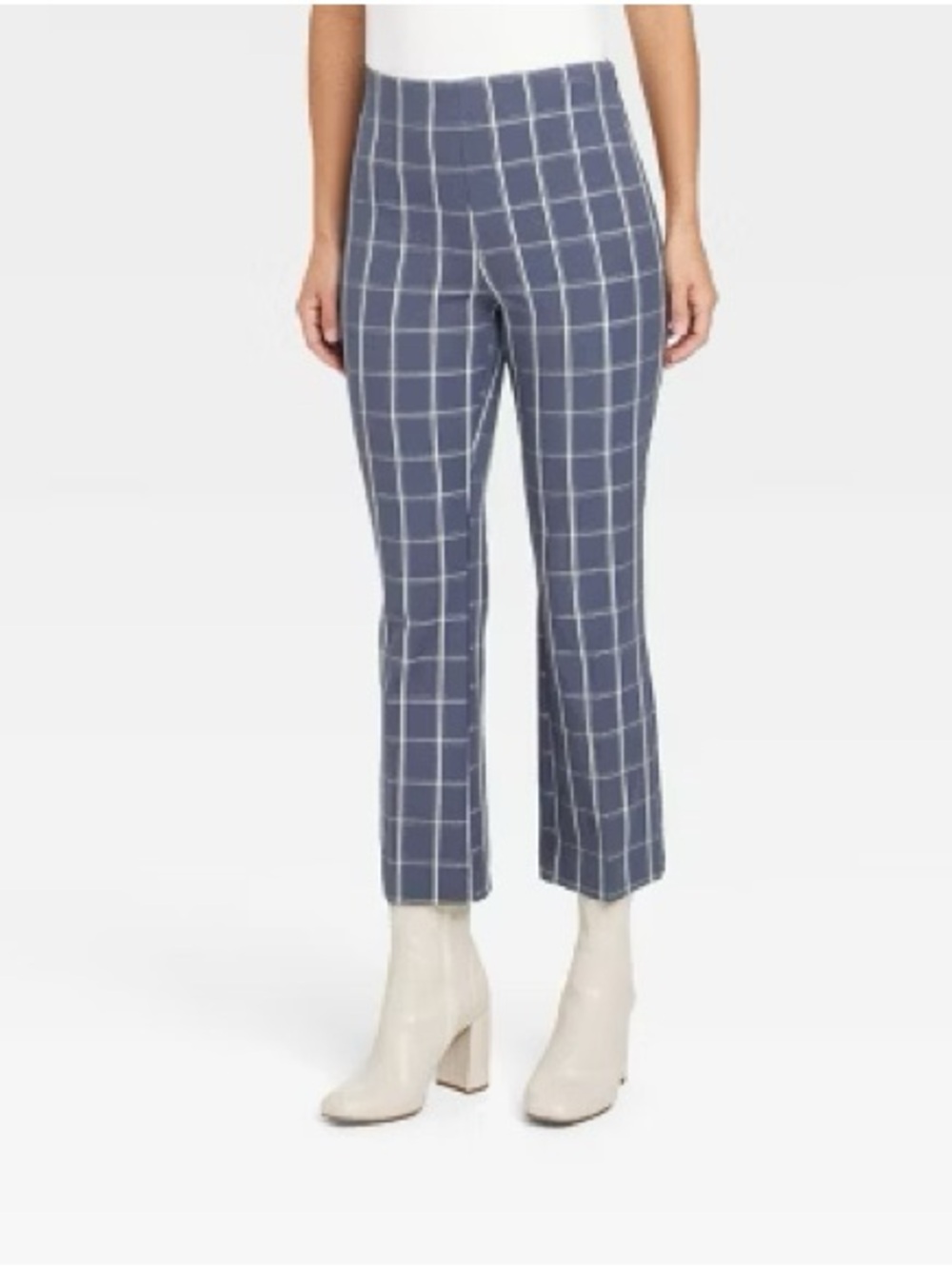 a new day Windowpane Cropped Straight Pants in Blue